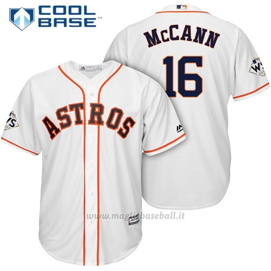 Maglia Baseball Uomo Houston Astros 2017 World Series Brian Mccann Bianco Cool Base